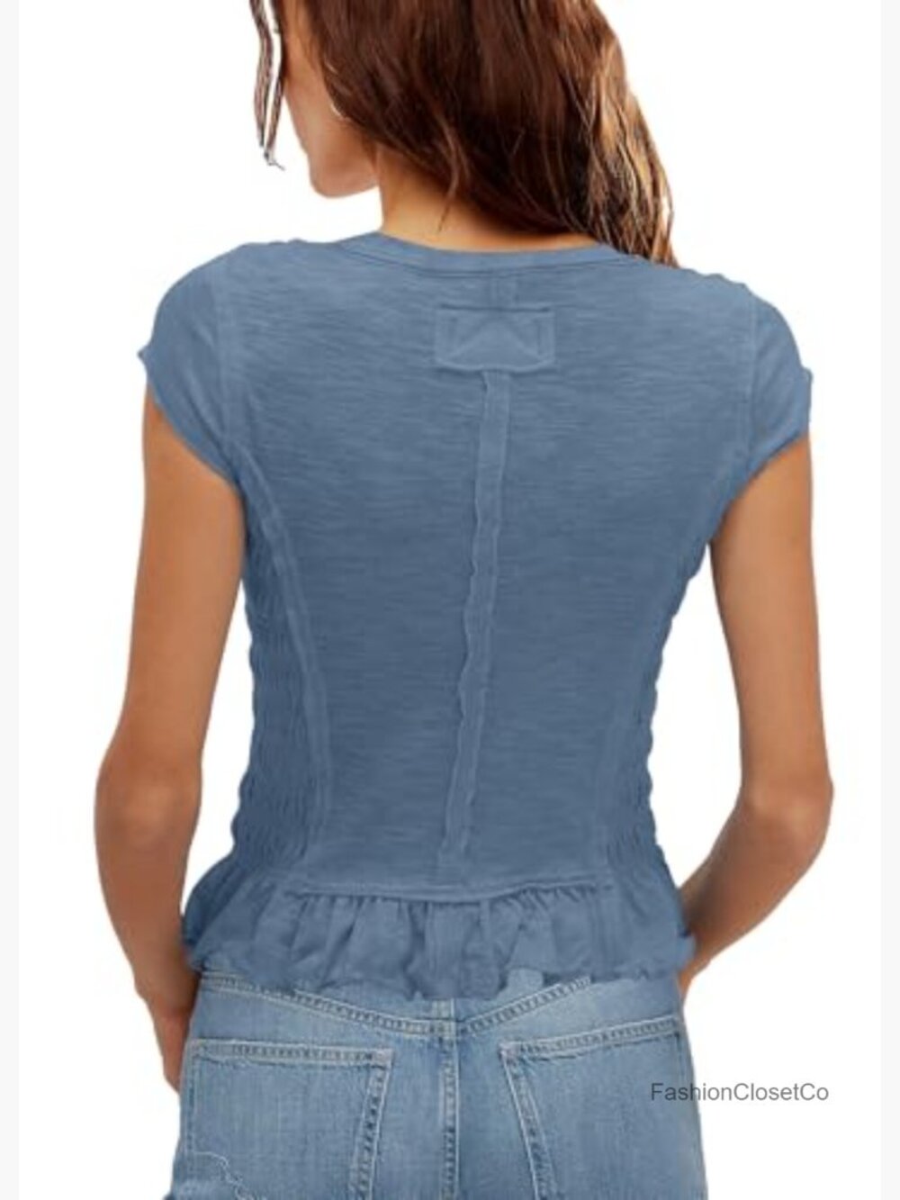 Womens Crop Top Short Sleeve Ruched Fitted T Shirt Summer Going Out Y2k Baby Tee - Picture 4 of 4